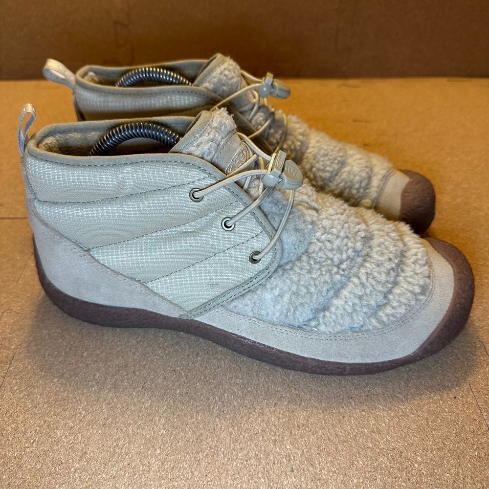 Keen‎ Howser II Mid Beige Faux Fur Bungee Lace Ankle Boots Womens 10 1023819